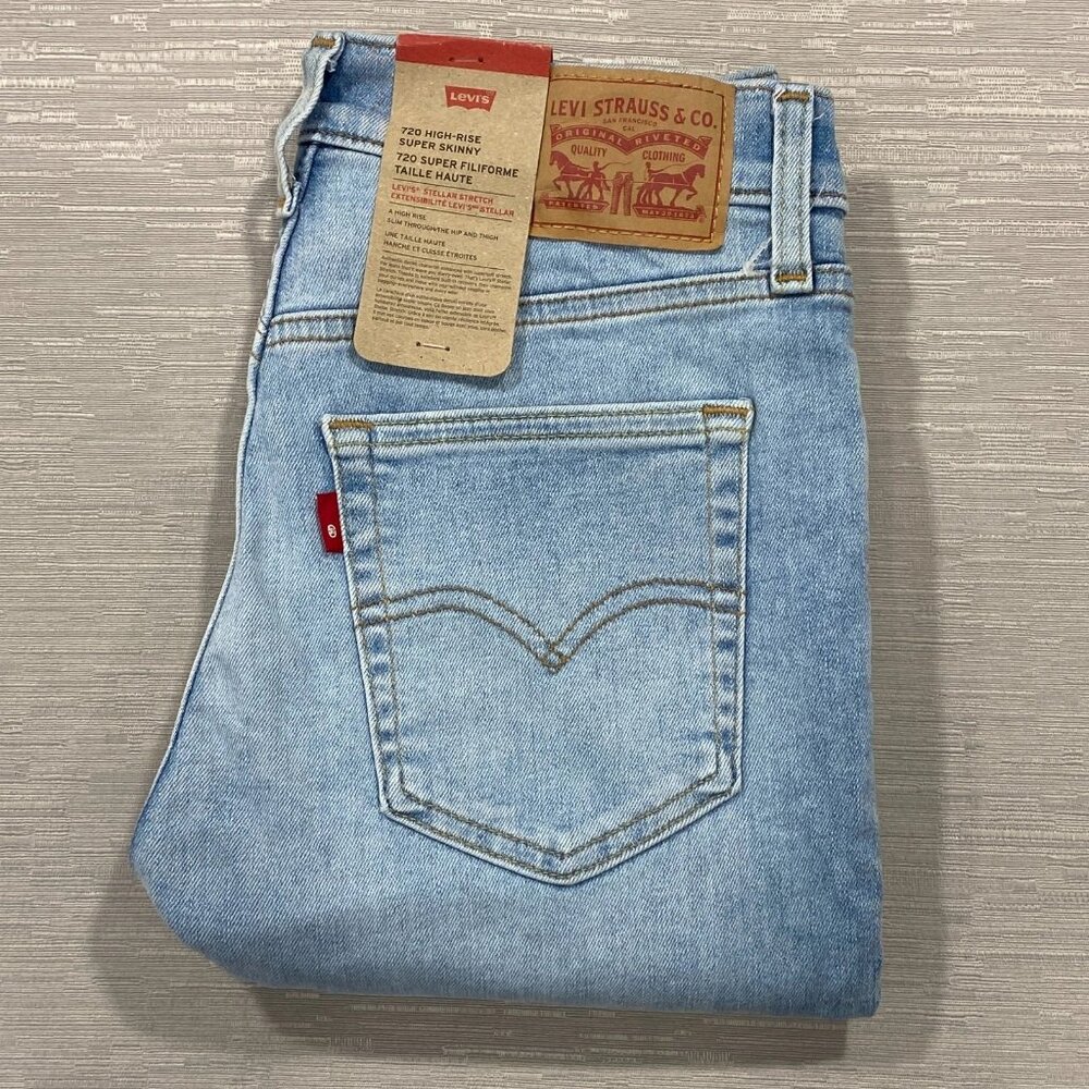 Levi's 720 Jeans Womens 29 x 28 High Rise Super Skinny Light Wash Stretch Denim